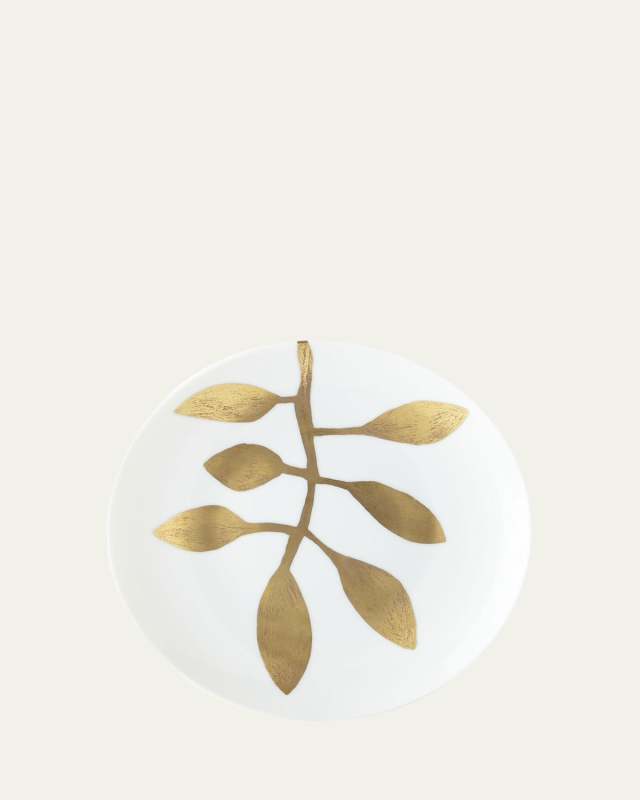 Daphne Gold-Leaf Dessert Plate, White